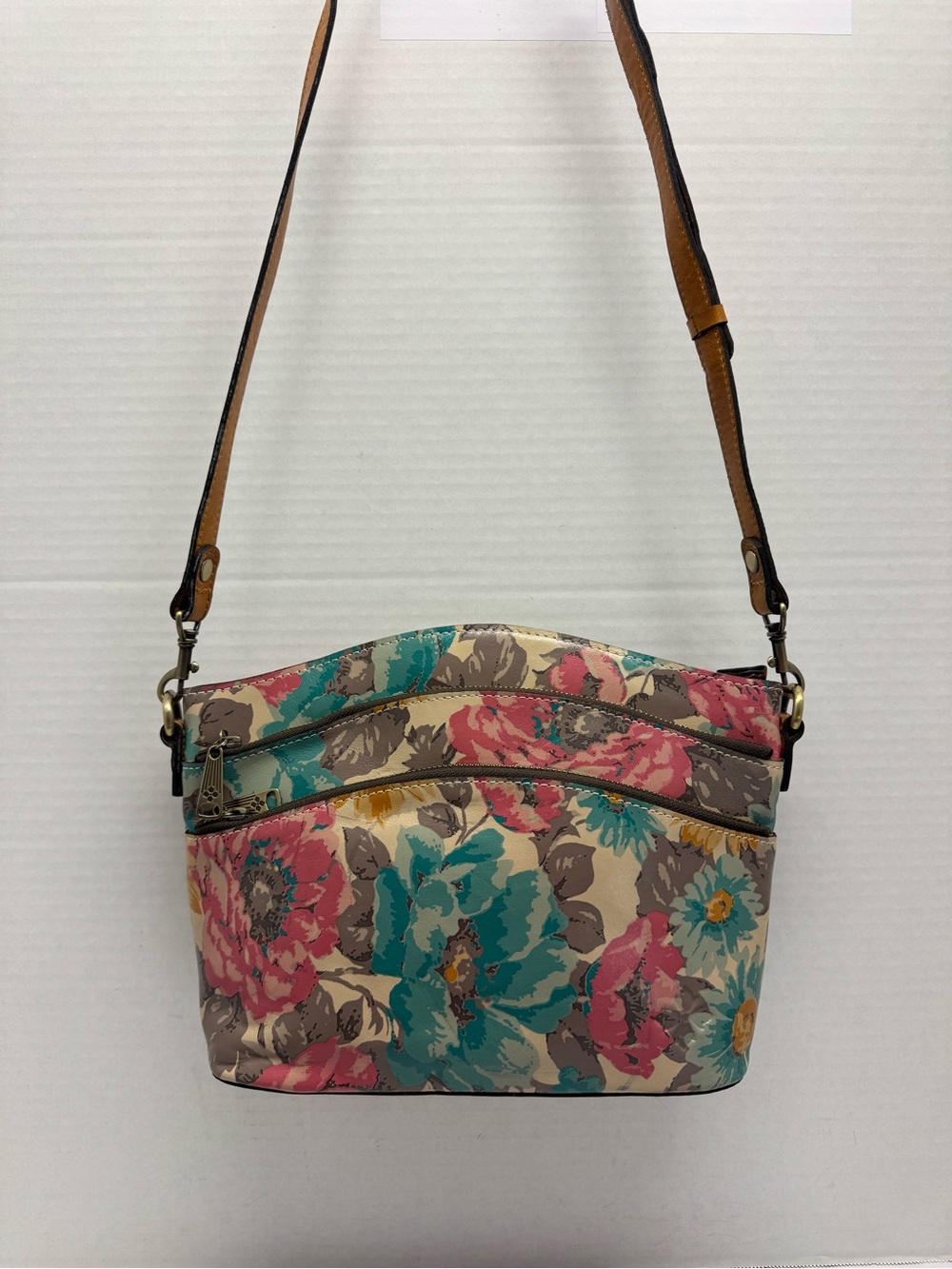 Patricia Nash Lorraine Leather Triple-Zip Crossbody Bag